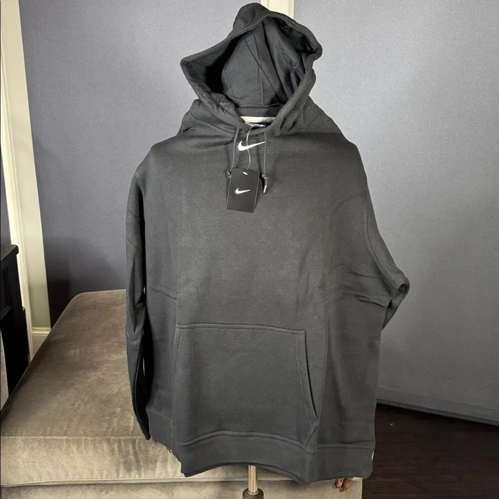 Nike Mens Black Hoodie Fleece Lined Kangaroo Pocket Drawstring Hood Size 2XL NEW